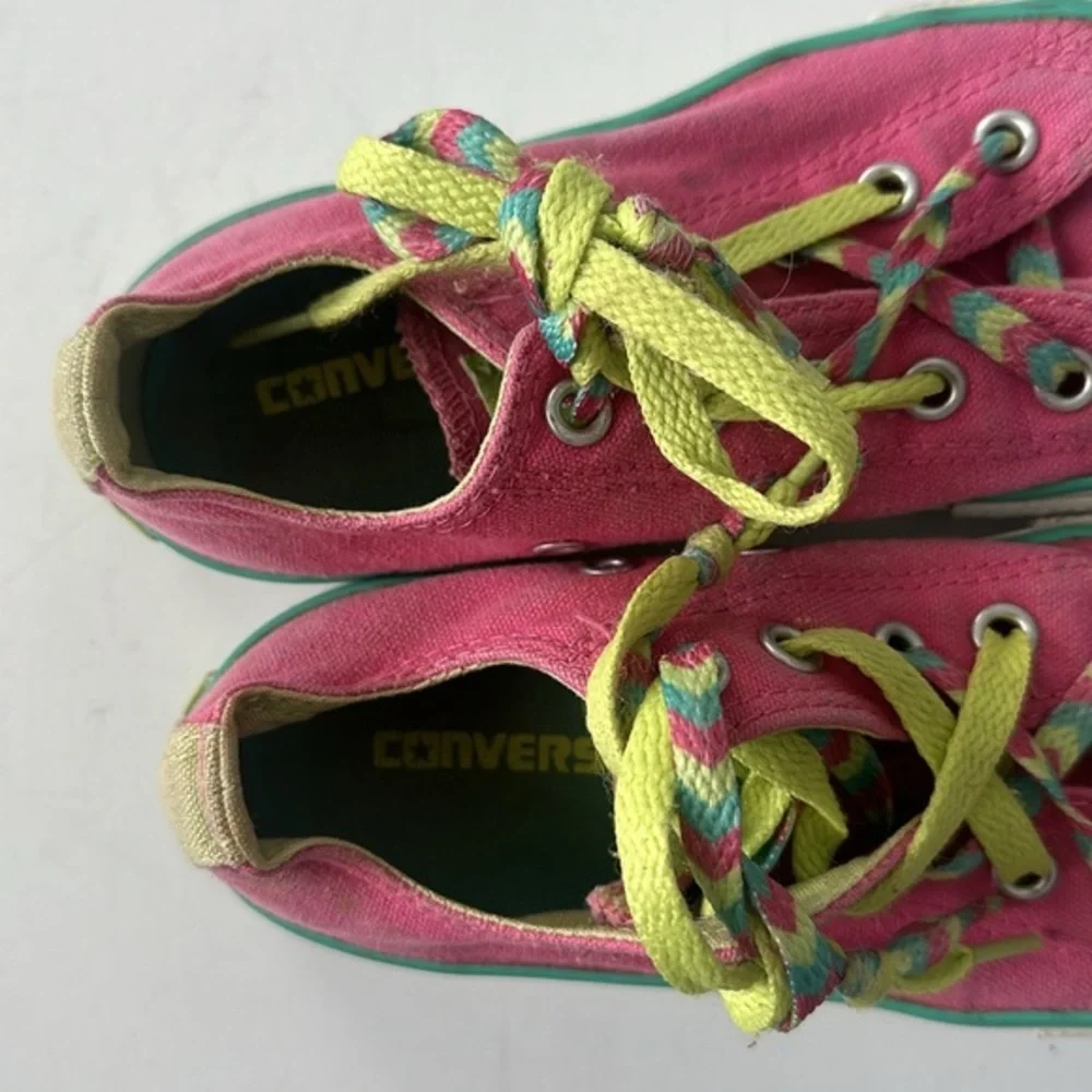 Converse Chuck Taylor All Star Pink Teal Lime Green Low‎ Top Sneakers Kids 13